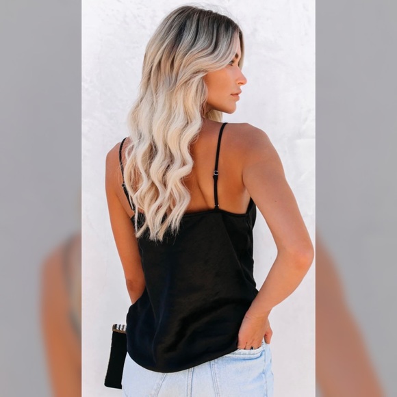 ViciDolls - Endless Rose Black Satin Cowl Neck Tank - Size Large - Picture 4 of 11